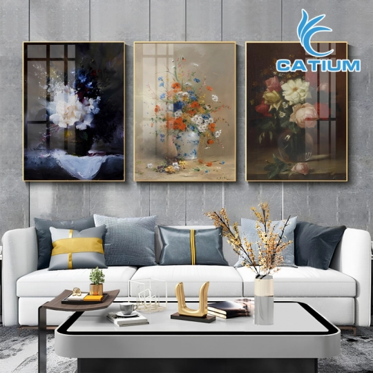 Bộ 3 Tranh Bình Hoa Treo Tường 