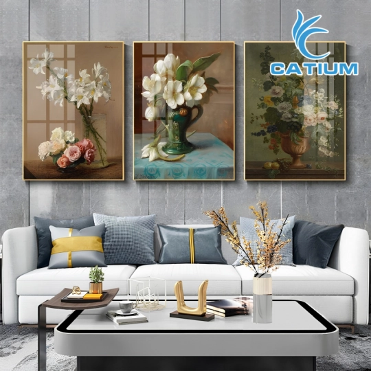 Bộ 3 Tranh Bình Hoa Treo Tường 